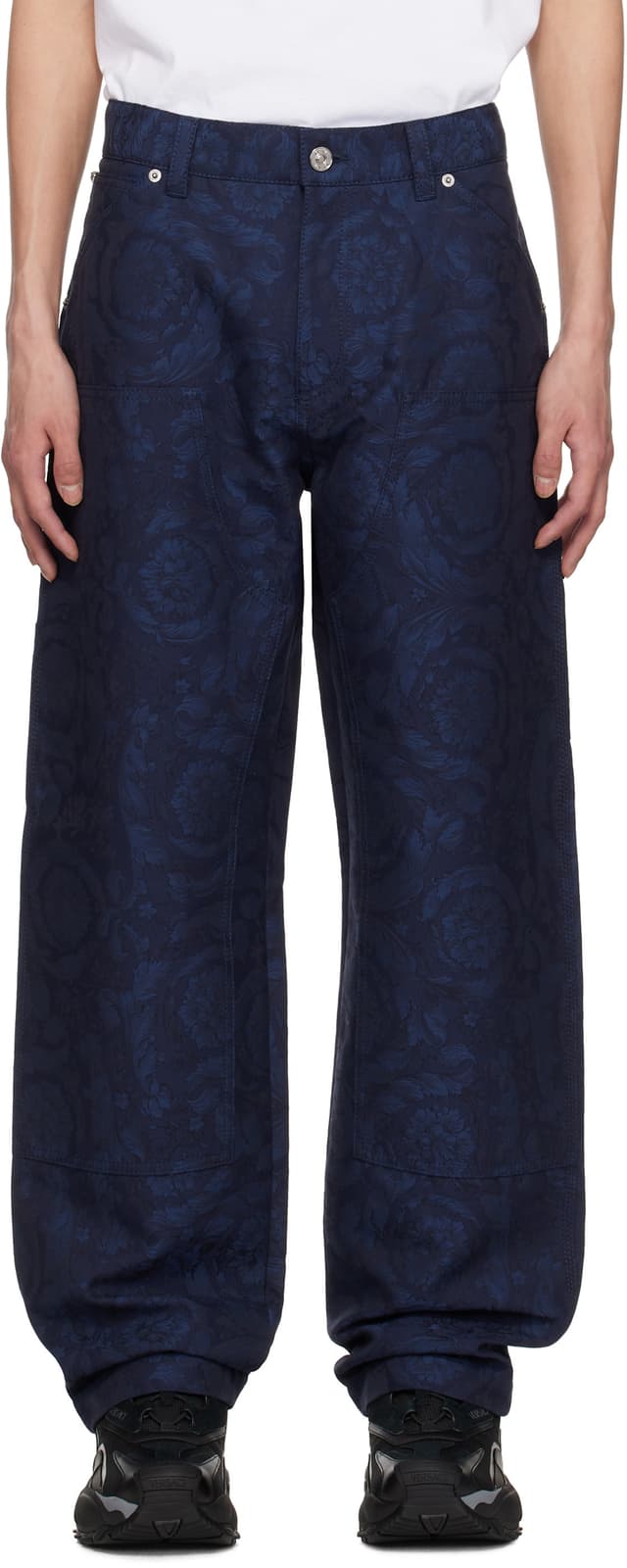 Blue Barocco Jacquard Carpenter Trousers
